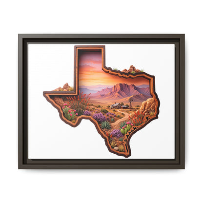 Framed Texas Landscape Matte Canvas — Desert Sunset State Art Print