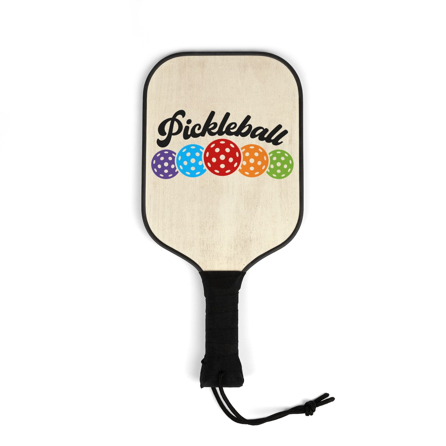 Pickleball Paddle Set — Retro Rainbow Pickleball Design (2 Paddles + Balls)