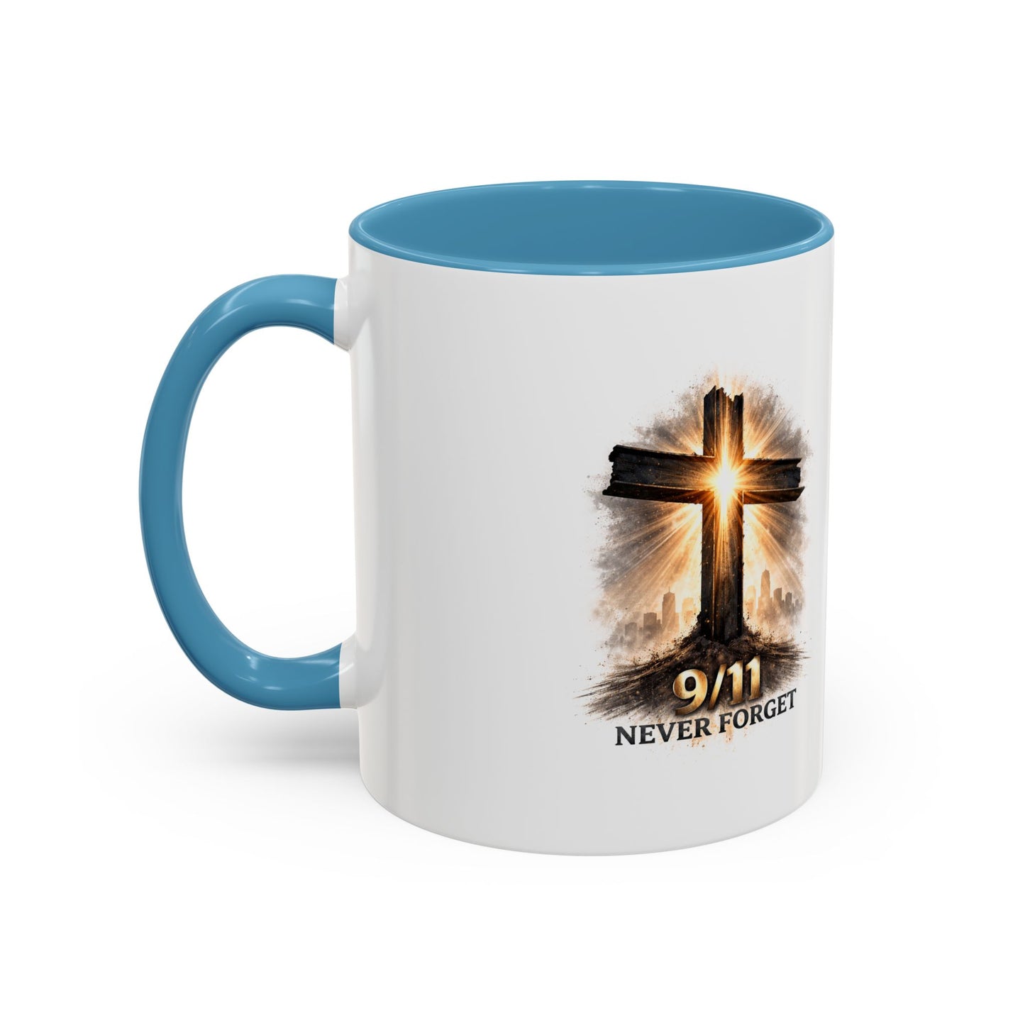 9/11 Never Forget Coffee Mug — Religious Memorial Accent Mug