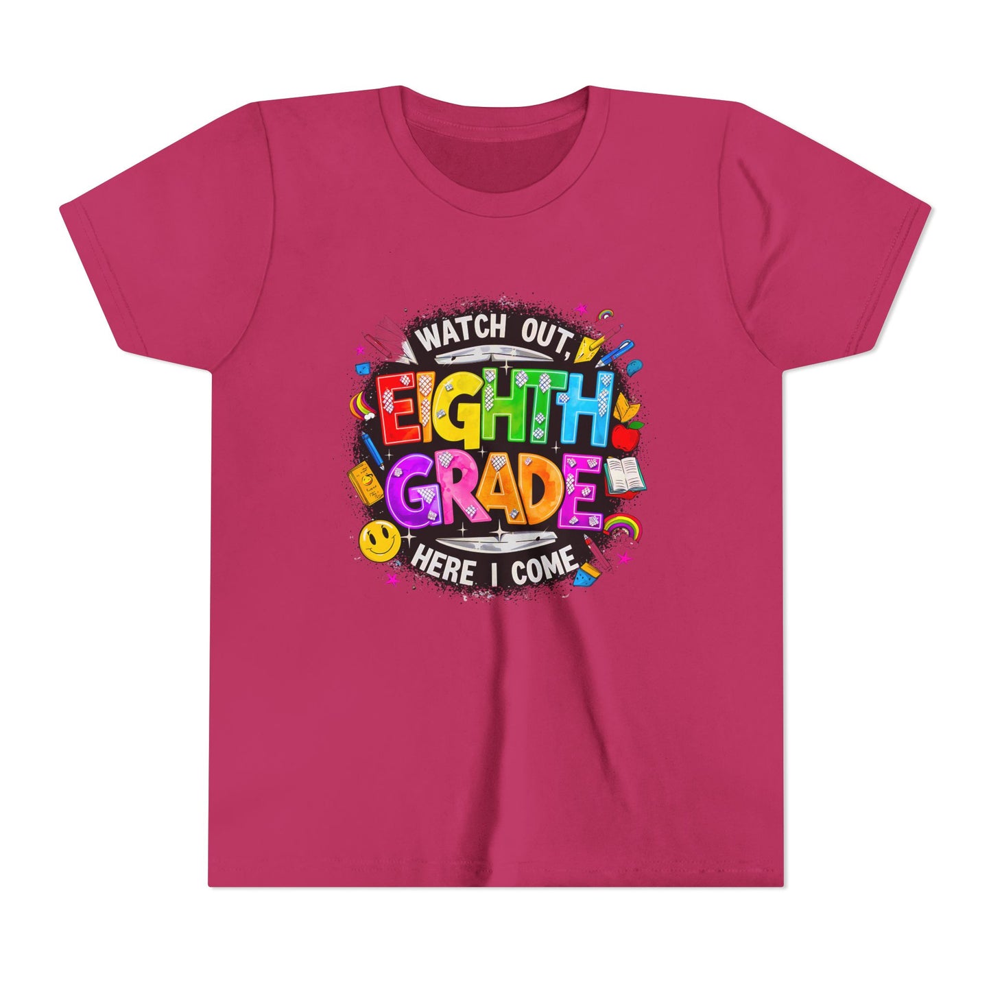 Eighth Grade Kids T‑Shirt — "Watch Out, Eighth Grade Here I Come" Back-to-School Tee