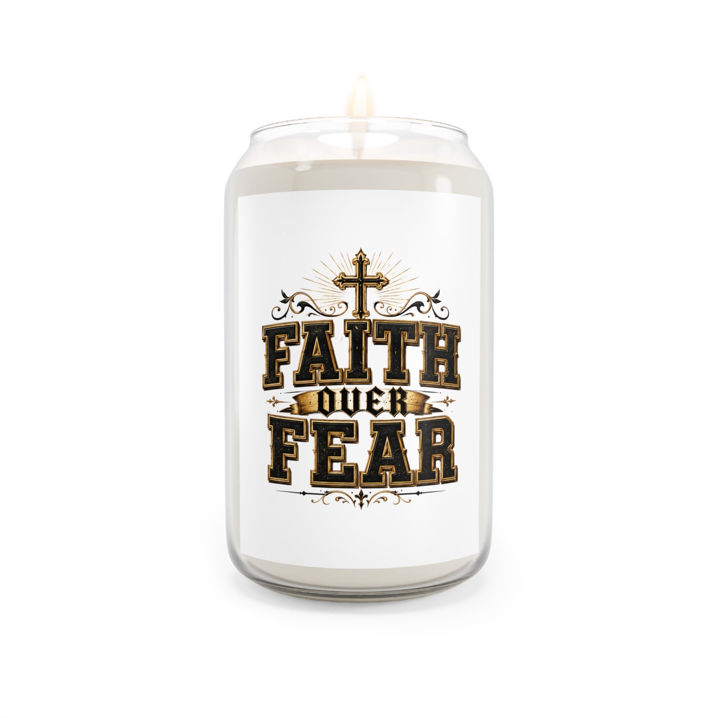 Faith Over Fear Scented Soy Candle — 13.75 oz Inspirational Religious Candle