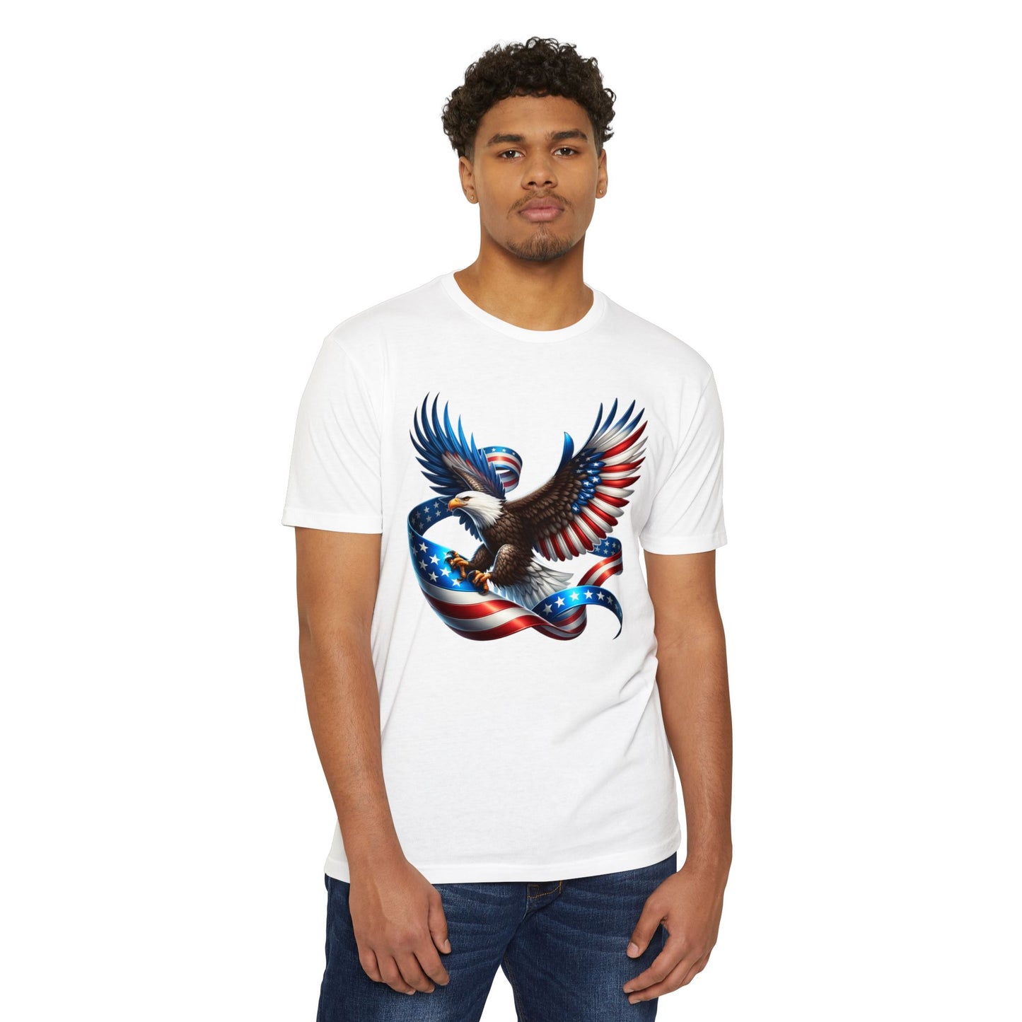 Patriotic Eagle T-Shirt — American Flag Ribbon Graphic