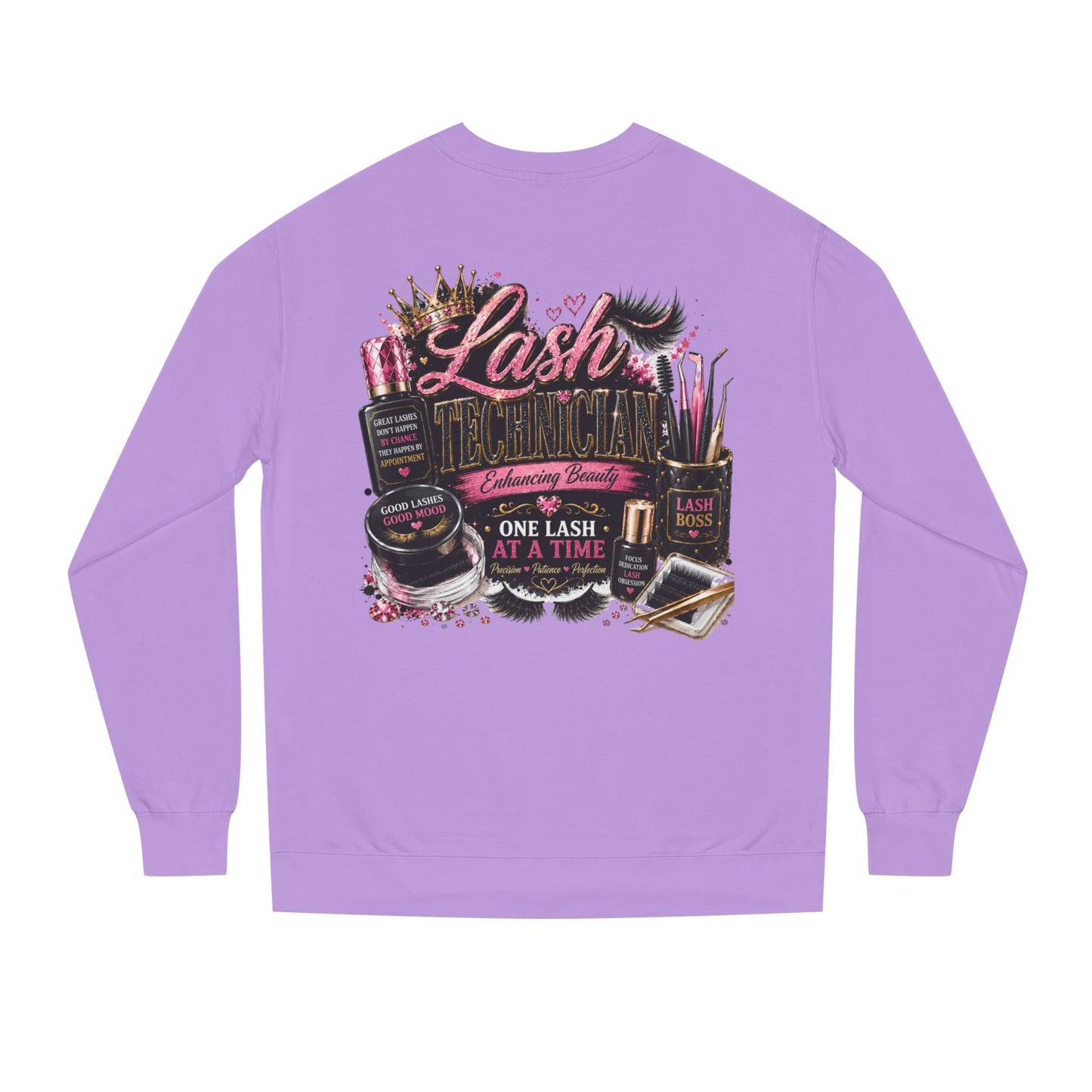 Eyelash Artist Crewneck Sweatshirt — “Lash Technician” Beauty Salon Graphic