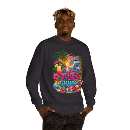 Sisters Cruise Sweatshirt — Tropical Sunset Cruise Graphic Crewneck