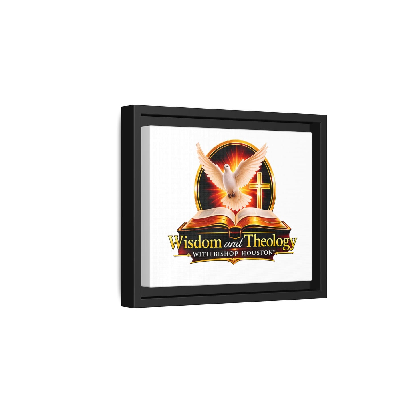 Framed Canvas Print — "Wisdom and Theology" Dove & Bible Wall Art
