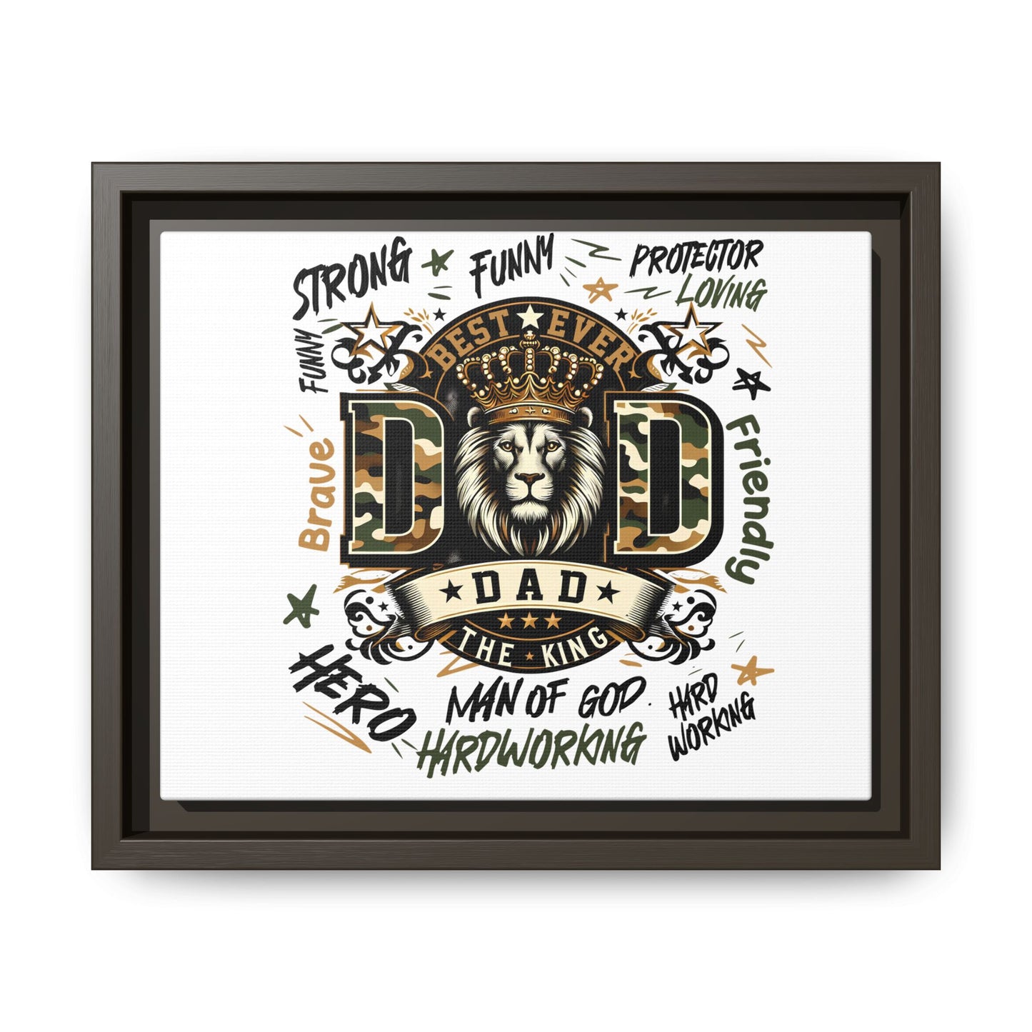 Framed Matte Canvas 'Best Ever DAD' Wall Art – Lion King Design, Father’s Day Gift