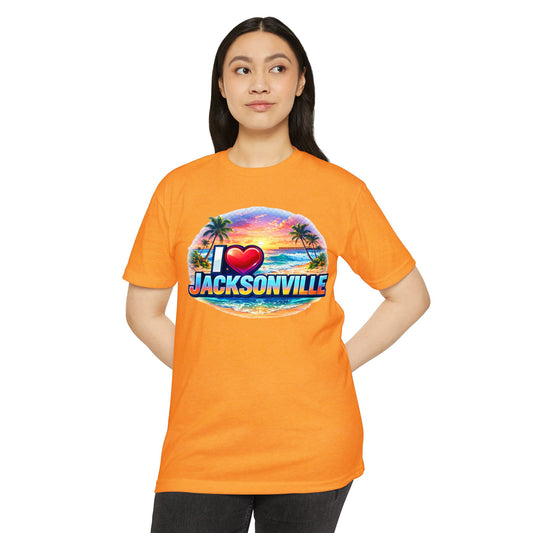 I  Jacksonville Beach T-Shirt — Retro Sunset Palm Vacation Tee