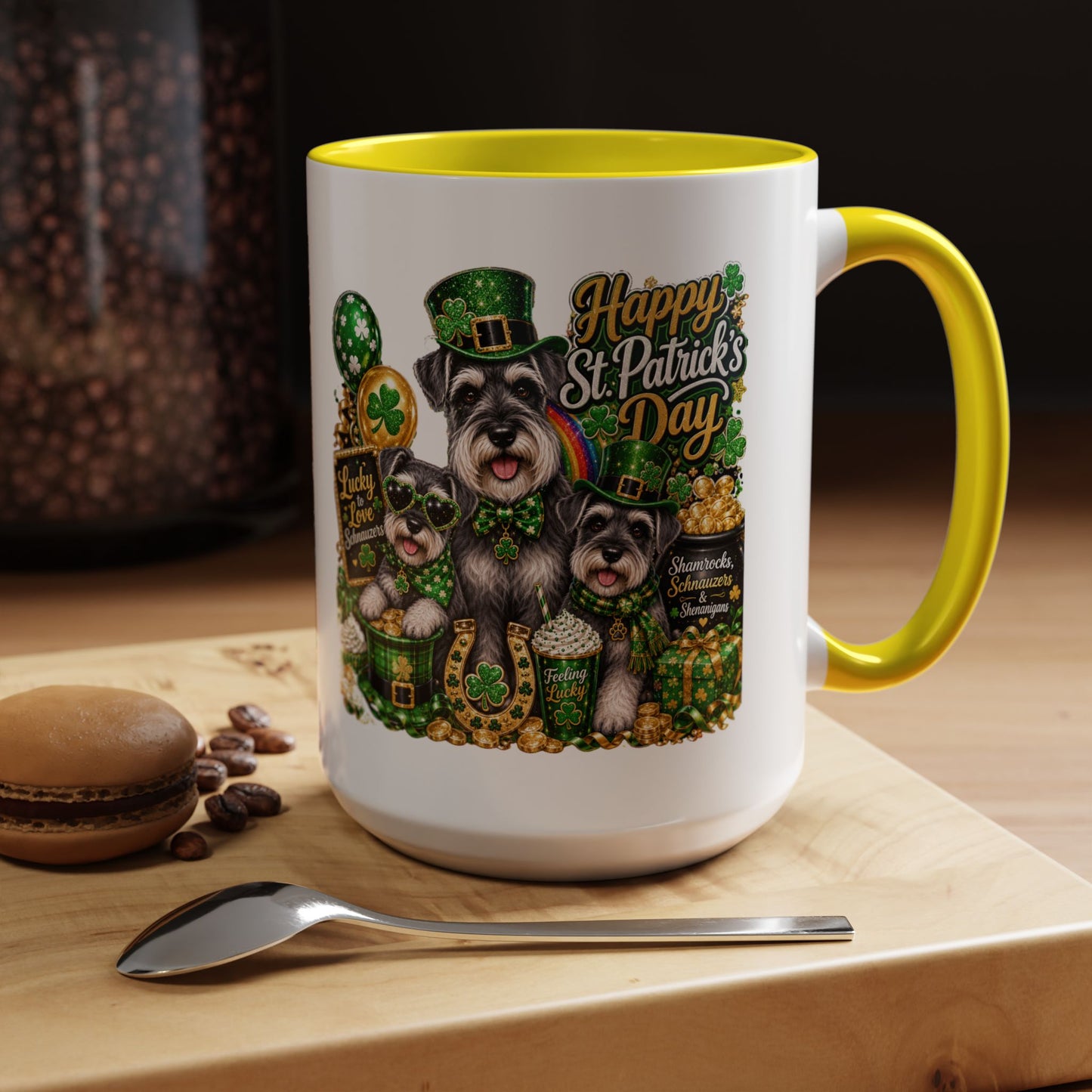 St. Patrick’s Day Dog Coffee Mug — Happy St. Patrick’s Day Accent Mug (11/15oz)