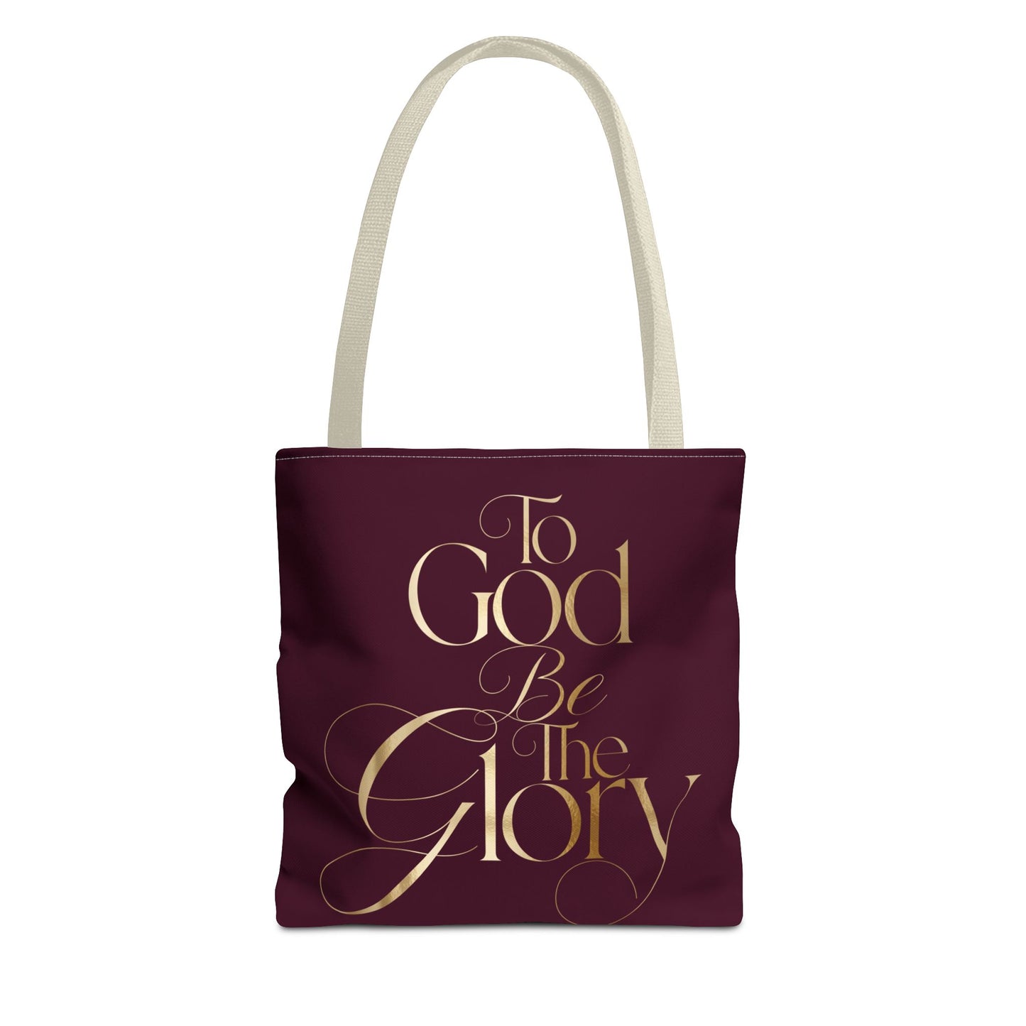 To God Be The Glory Burgundy Tote Bag — Inspirational Christian Scripture Tote