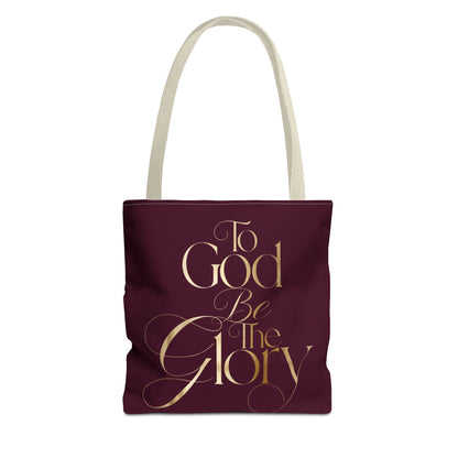 To God Be The Glory Burgundy Tote Bag — Inspirational Christian Scripture Tote