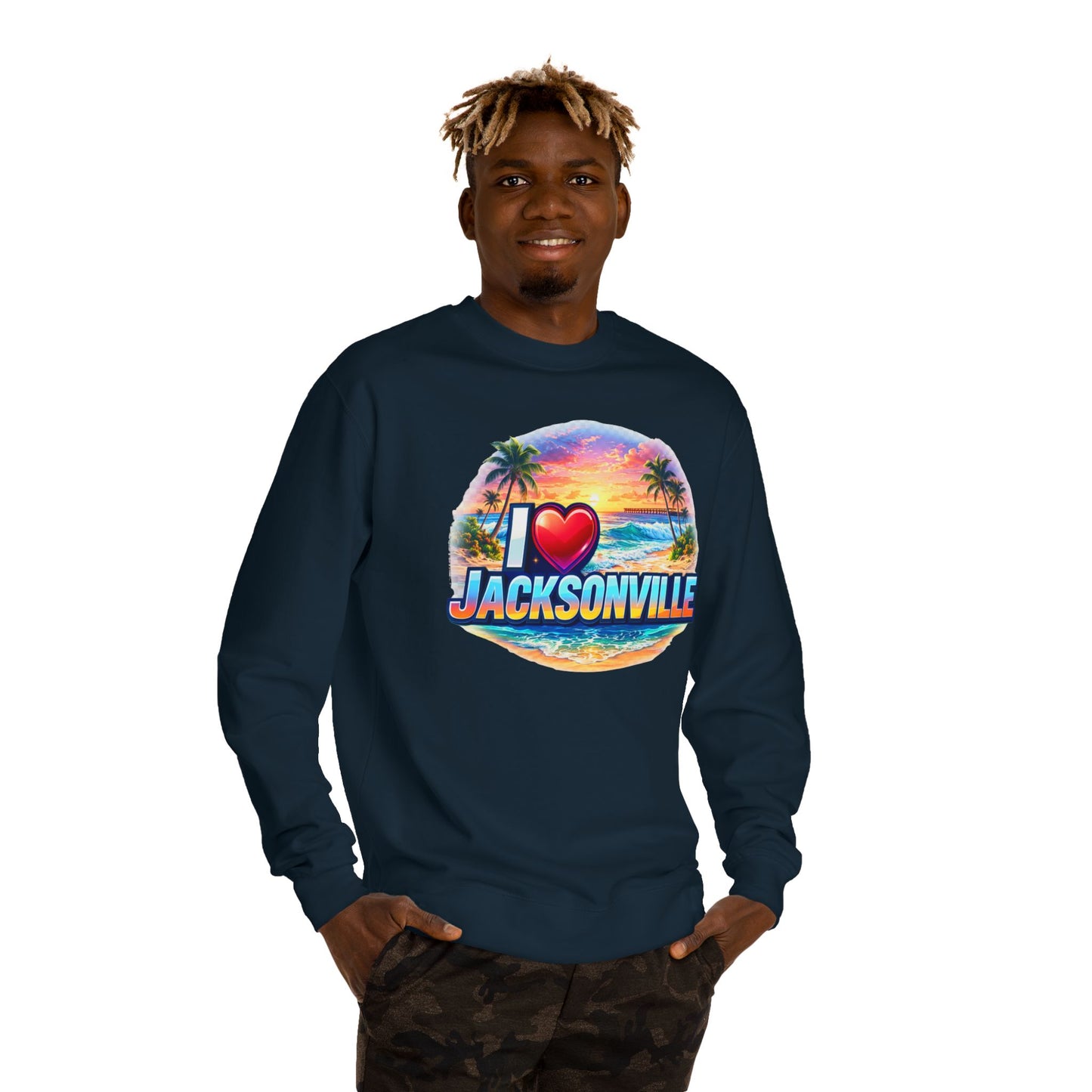 I Love Jacksonville Sweatshirt — Vintage Sunset Beach Crewneck