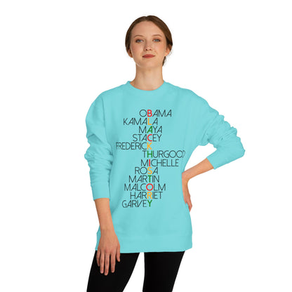 Black History Leaders Crewneck Sweatshirt — Names of Influential Black Figures
