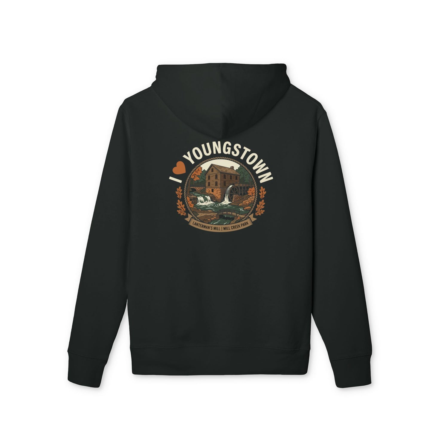 Youngstown Scenic Hoodie — Vintage Waterfall & Mill Graphic