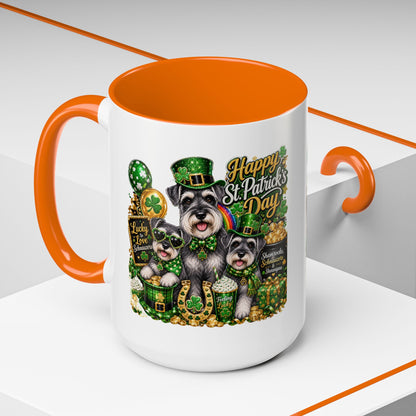 St. Patrick’s Day Dog Coffee Mug — Happy St. Patrick’s Day Accent Mug (11/15oz)