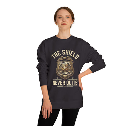 Police Badge Sweatshirt — "The Shield Never Quits"