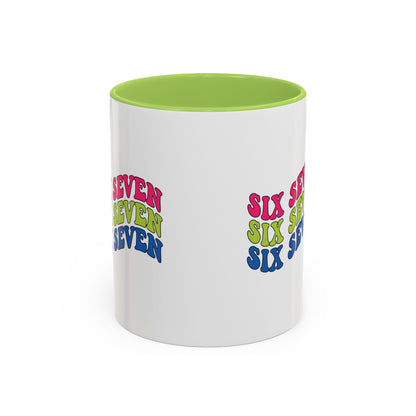 Six Seven Retro Accent Coffee Mug — Colorful 11/15oz Ceramic Tea Cup