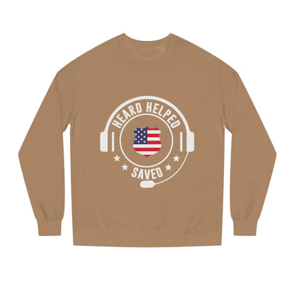 Headset Support Crewneck – "Heard Helped Saved" American Flag Design