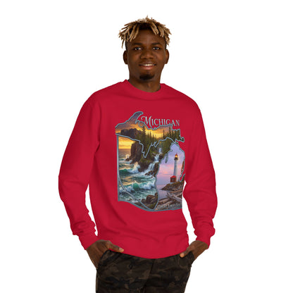 Michigan Lakes State Sweatshirt — Lighthouse & Great Lakes Scenic Pullover