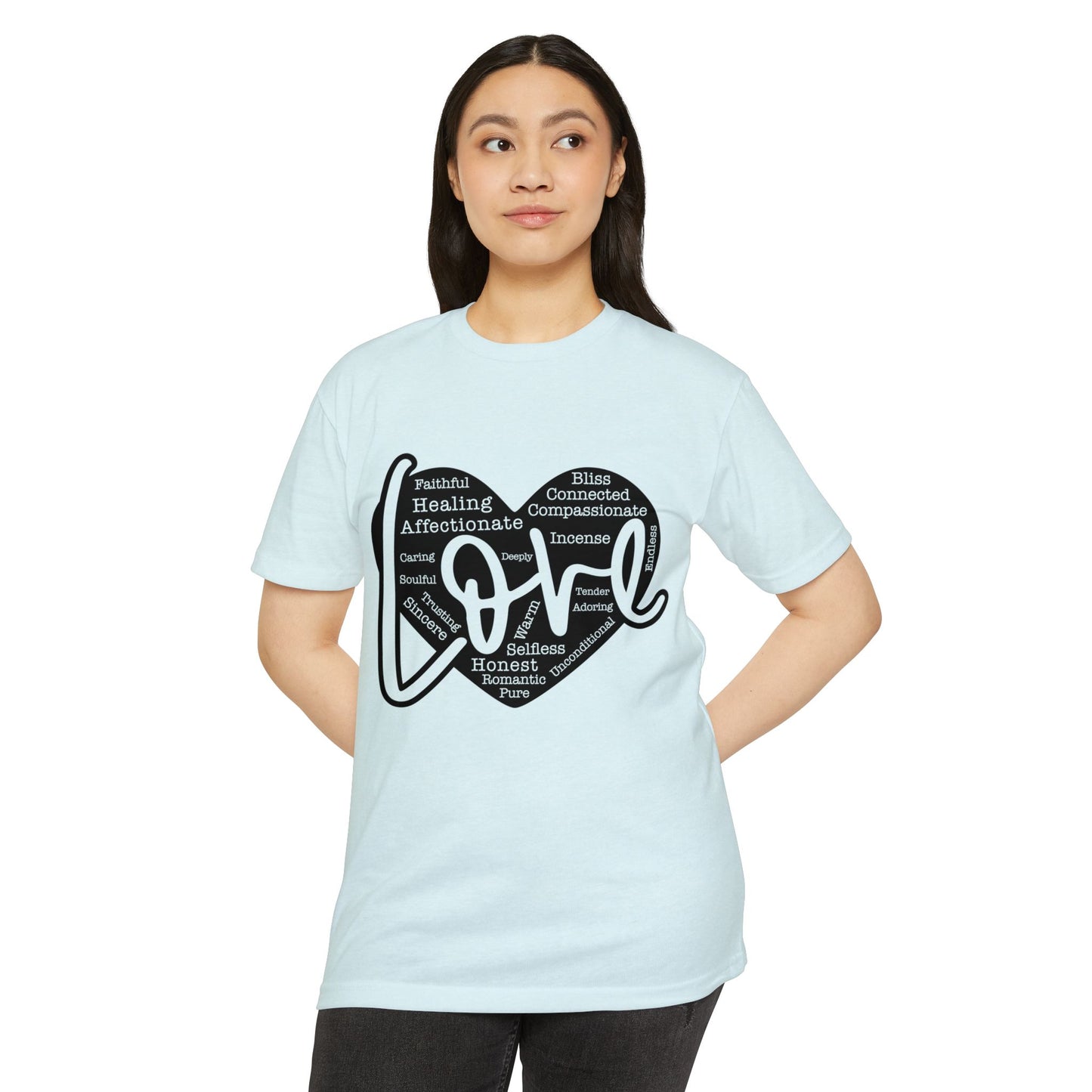 Love Heart Wordcloud T-Shirt — Positive Words Graphic Tee