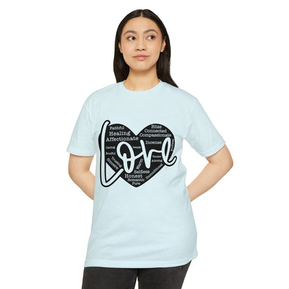 Love Heart Wordcloud T-Shirt — Positive Words Graphic Tee