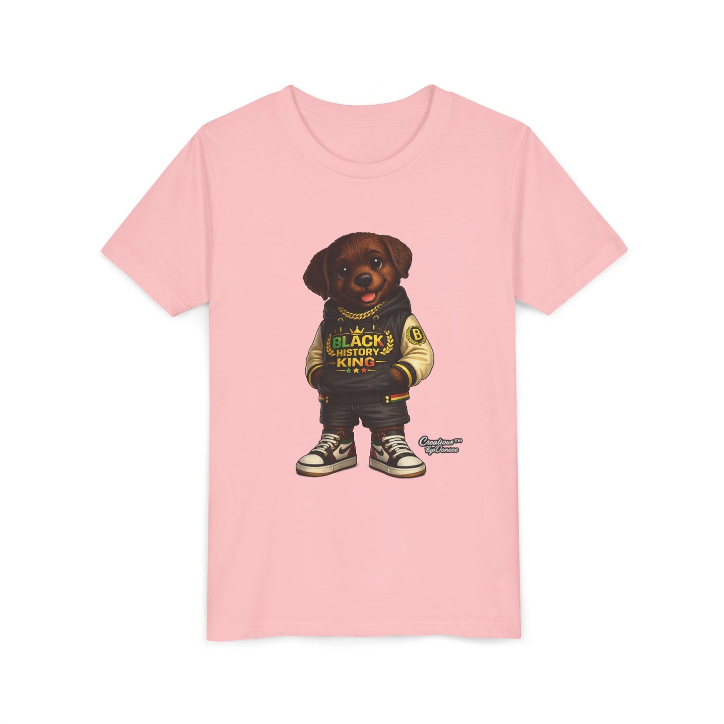 Youth Tee — 'Black History King' Puppy Graphic Shirt