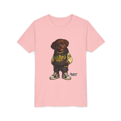 Youth Tee — 'Black History King' Puppy Graphic Shirt