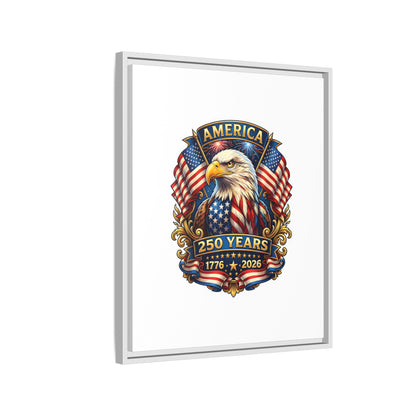 America 250th Anniversary Framed Canvas — Patriotic Bald Eagle Wall Art