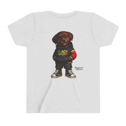 Youth Tee — Cute Puppy 'Black History' Graphic Shirt