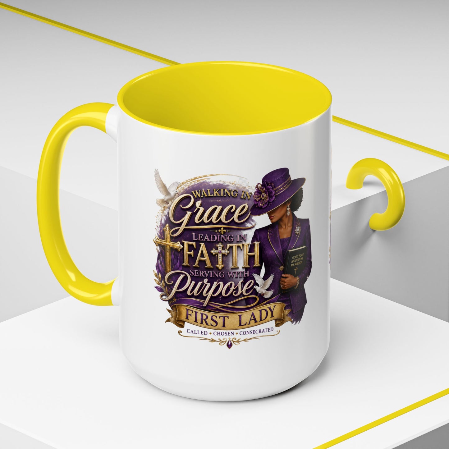 Faith & Purpose Accent Coffee Mug — First Lady Church Design (11/15oz)