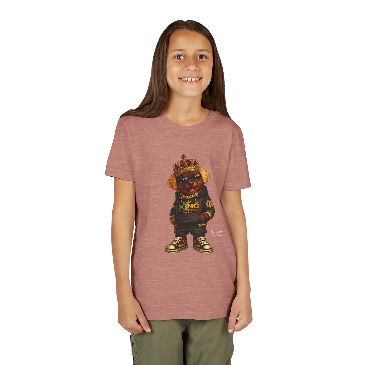 Youth Tee — 'Lil King' Crowned Bear Graphic Shirt