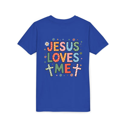 Youth Tee — "Jesus Loves Me" Colorful Christian Kids T-Shirt