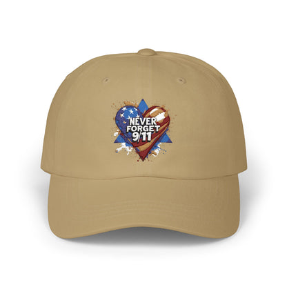 Dad Cap - "Never Forget 9/11" Heart American Flag Tribute Cap