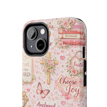 Anchored In Christ Phone Case | Christian floral iPhone Case
