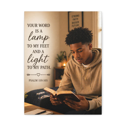 Stretched Canvas - "Your Word Is A Lamp" Psalm 119:105 Christian Wall Art