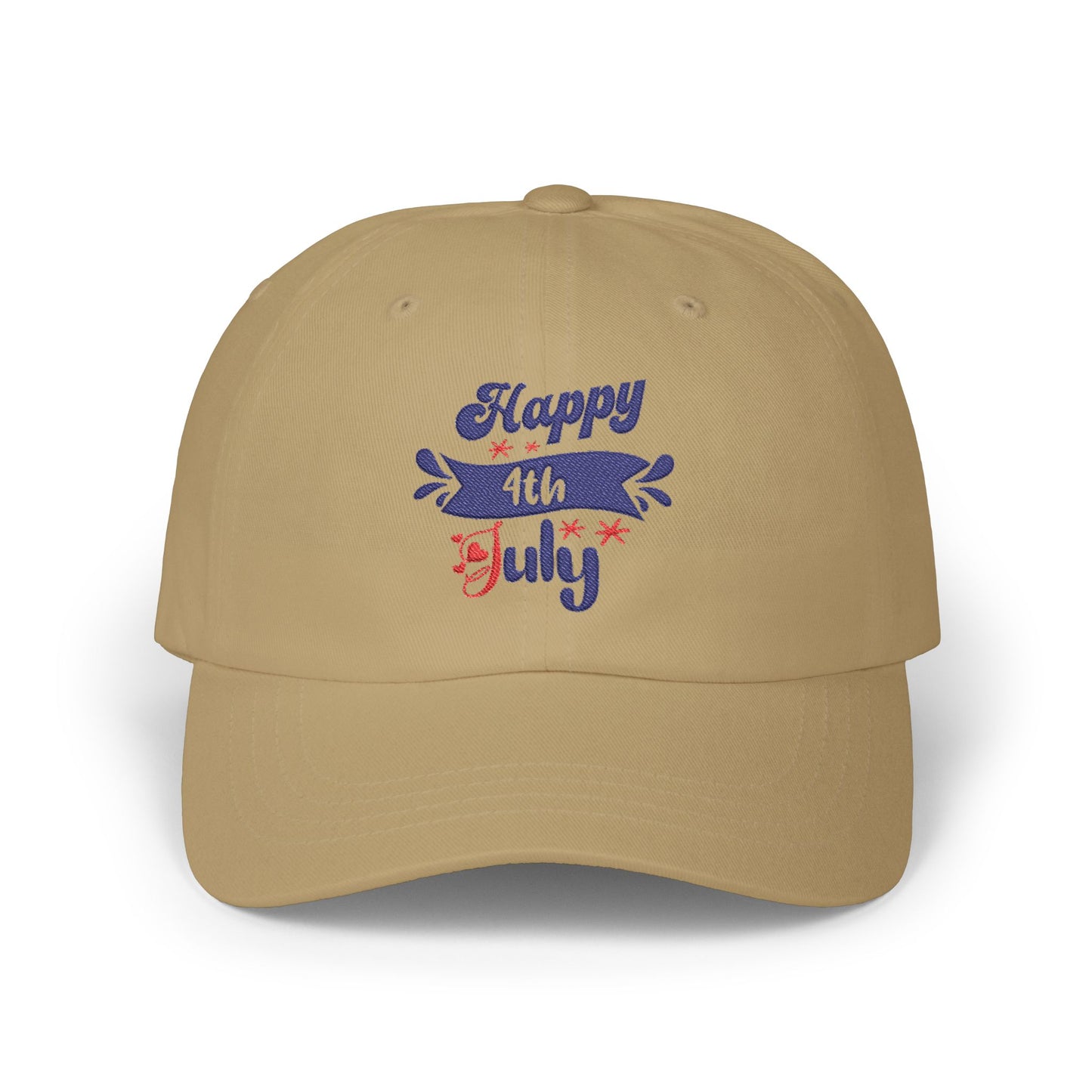 4th of July Dad Cap — "Happy 4th July" Embroidered Patriotic Baseball Hat