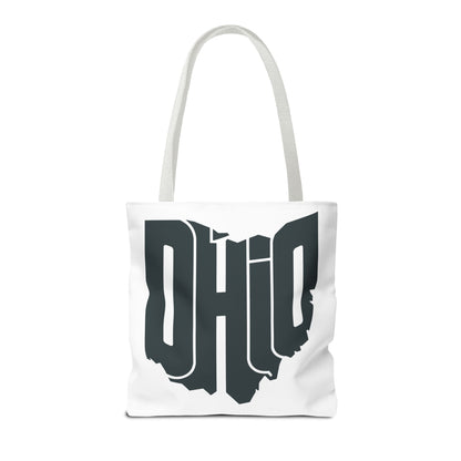 Ohio State Outline Tote Bag — Retro Ohio Text Graphic Tote