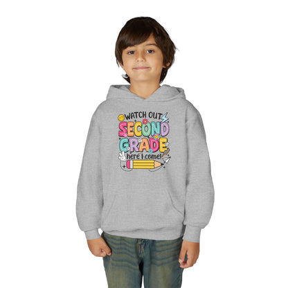 Second Grade Hoodie - "Watch Out Second Grade Here I Come" Back-to-School Kids Sweatshirt