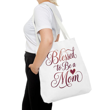 Blessed to Be a Mom Tote Bag – Mother's Day Floral Script Gift