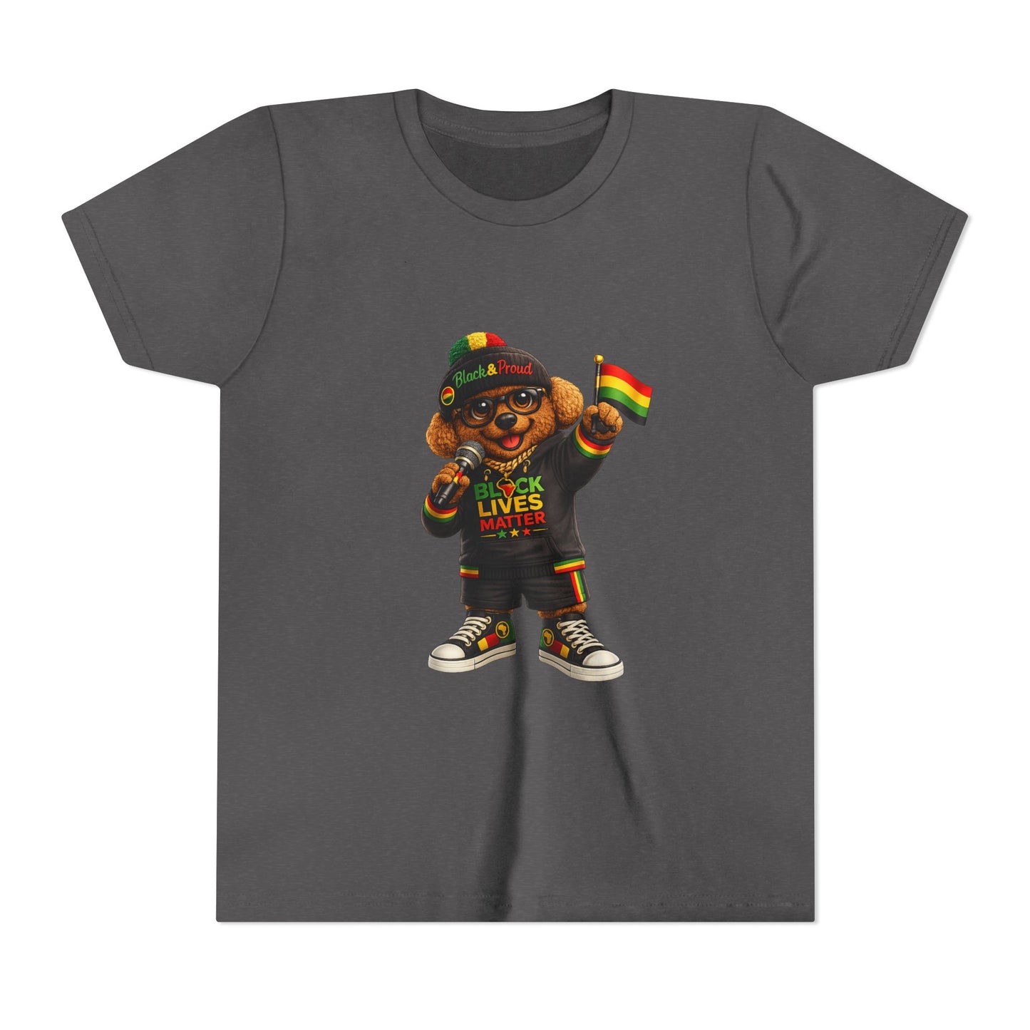 Youth Tee — Kid Bear Black Lives Matter Rasta Flag Shirt