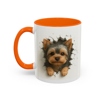 Yorkshire Terrier Peekaboo Coffee Mug – Cute Yorkie Dog Accent Mug (11/15oz)