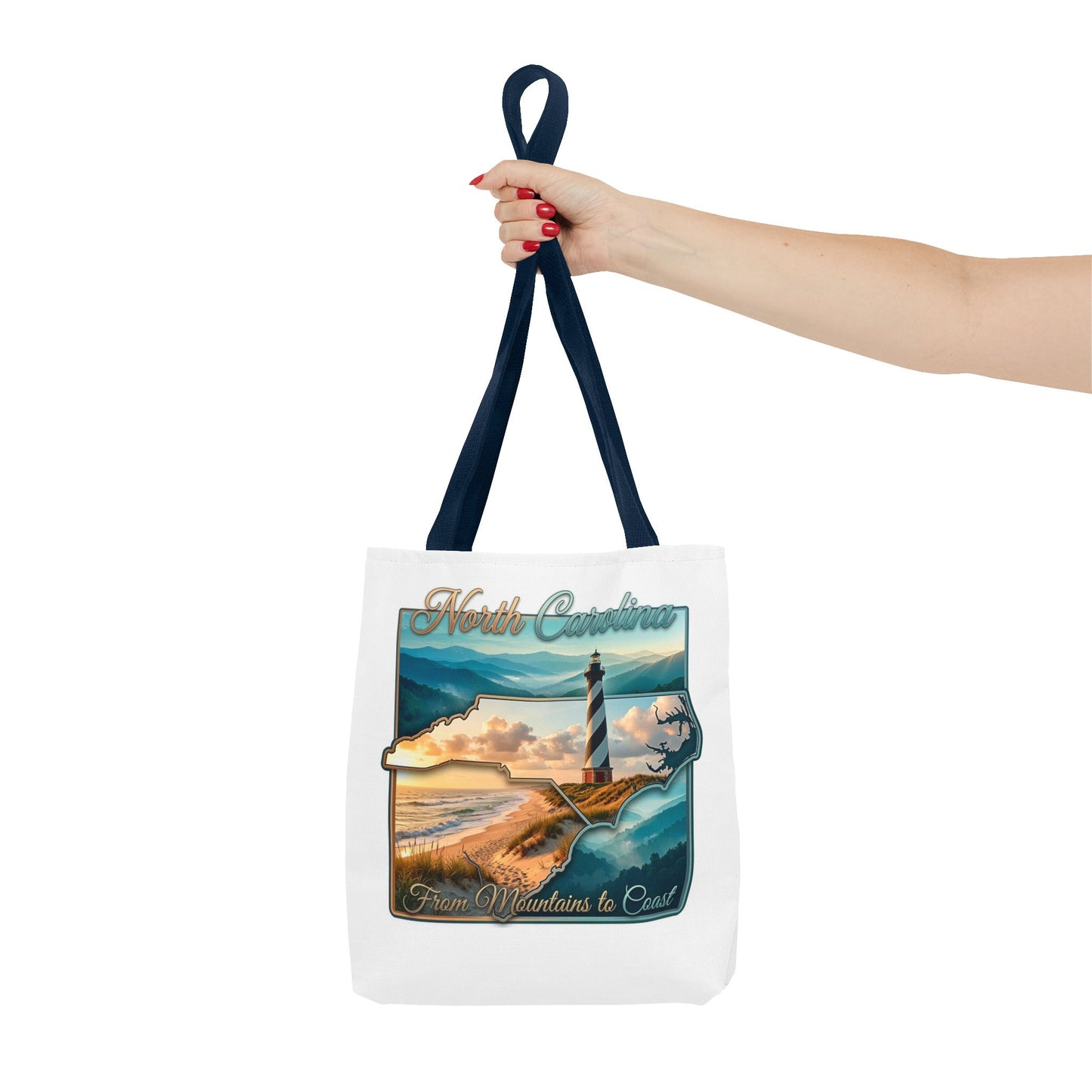 North Carolina Lighthouse Tote Bag — "From Mountains to Coast" Scenic Beach Tote
