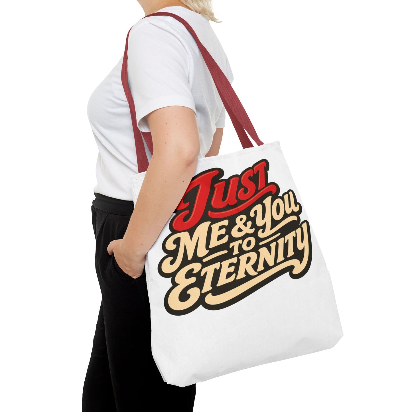Just Me & You to Eternity Tote Bag — Romantic Script Canvas Tote