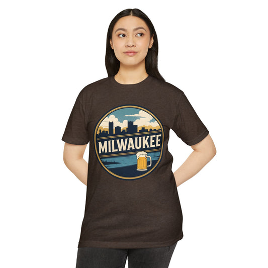 Milwaukee Skyline Beer Badge T-Shirt