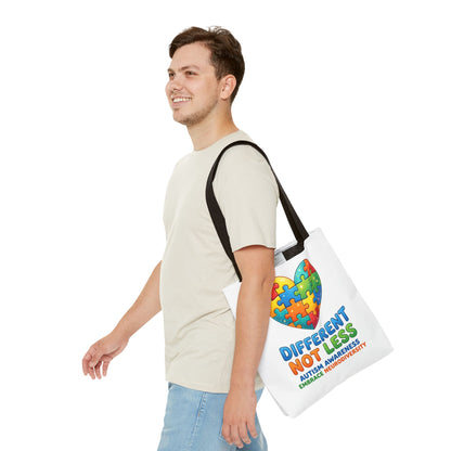 Autism Awareness Tote — "Different Not Less" Puzzle Heart