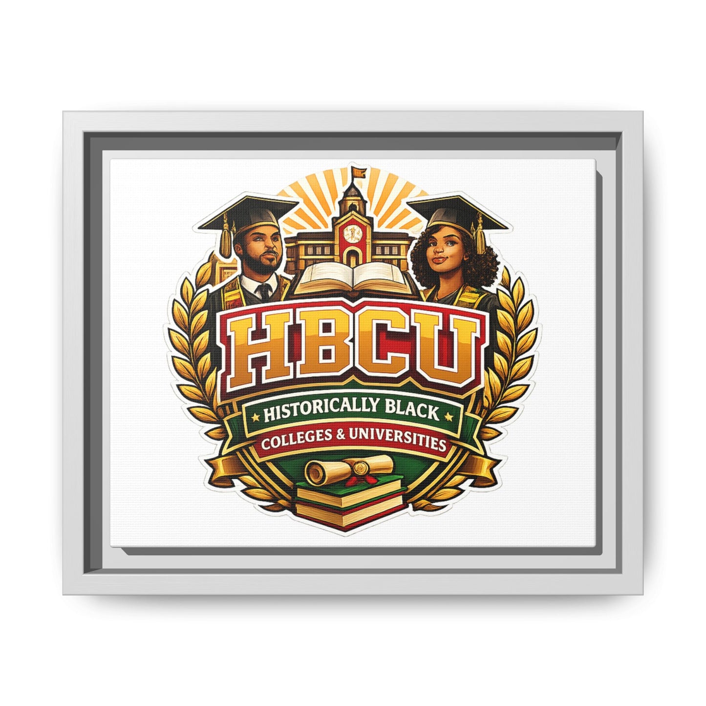 HBCU Crest Framed Canvas — Historically Black Colleges & Universities Wall Art