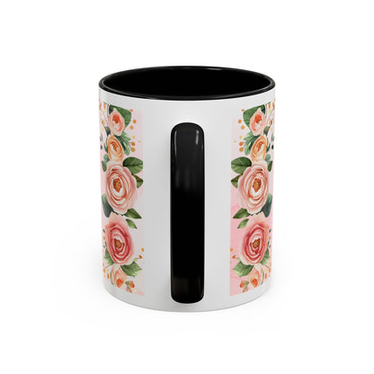 Mom Floral Accent Coffee Mug – Pink Rose Mother's Day Gift (11/15 oz)