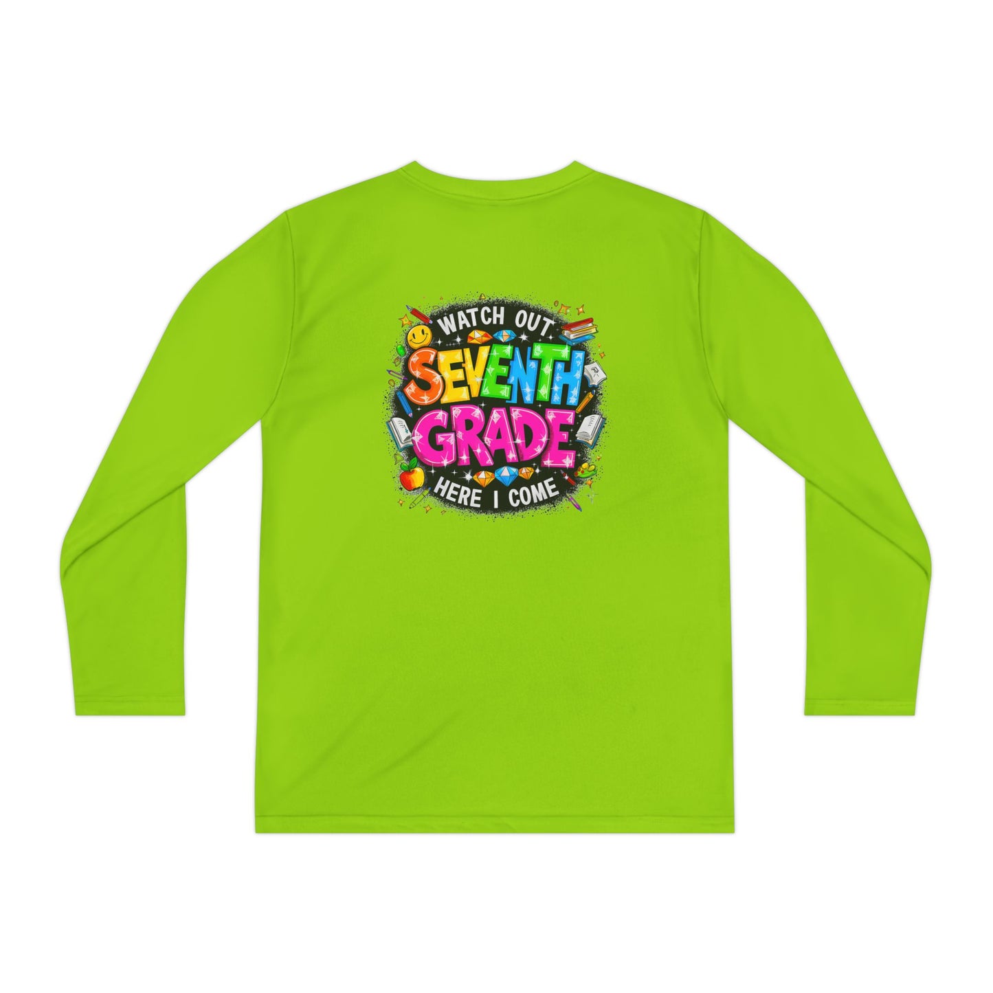 Seventh Grade Kids Long Sleeve Tee — "Watch Out… Here I Come" Back-to-School Shirt