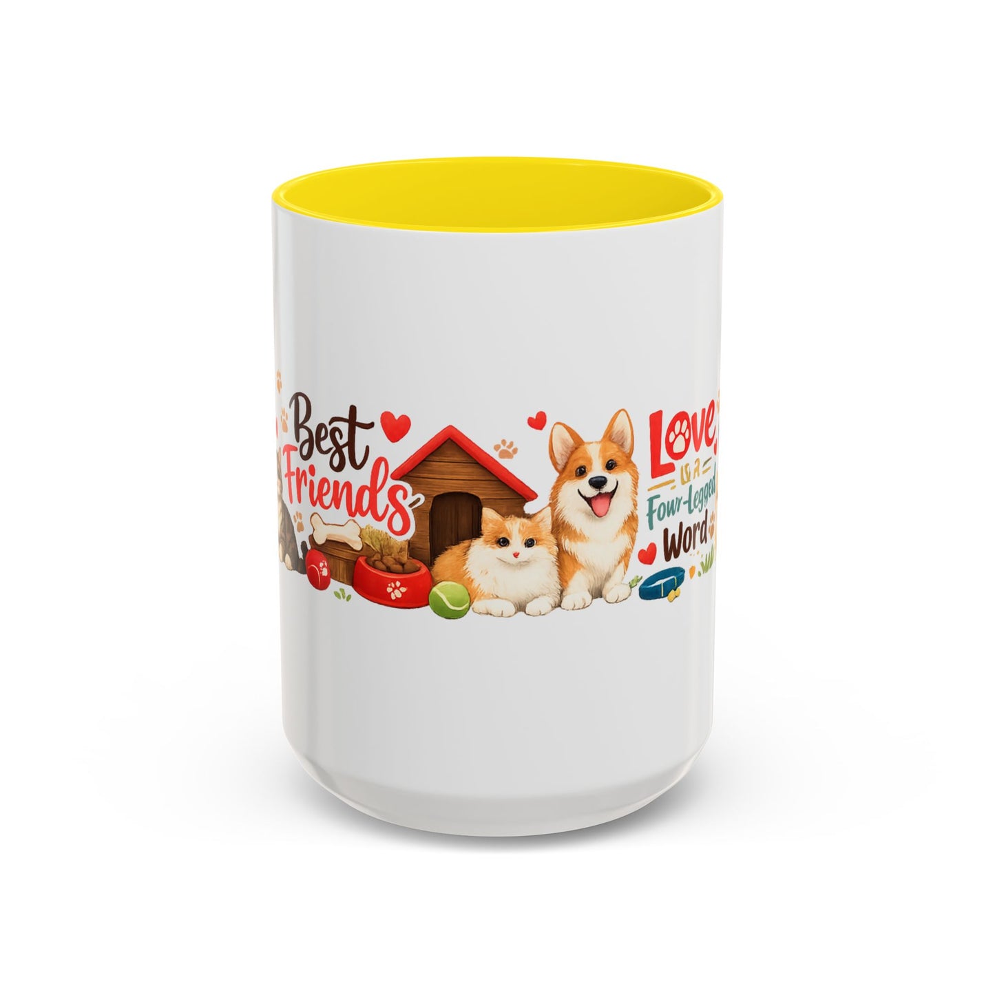 Dog Lover Accent Coffee Mug — “Love is a Four-Legged Word” Ceramic Gift
