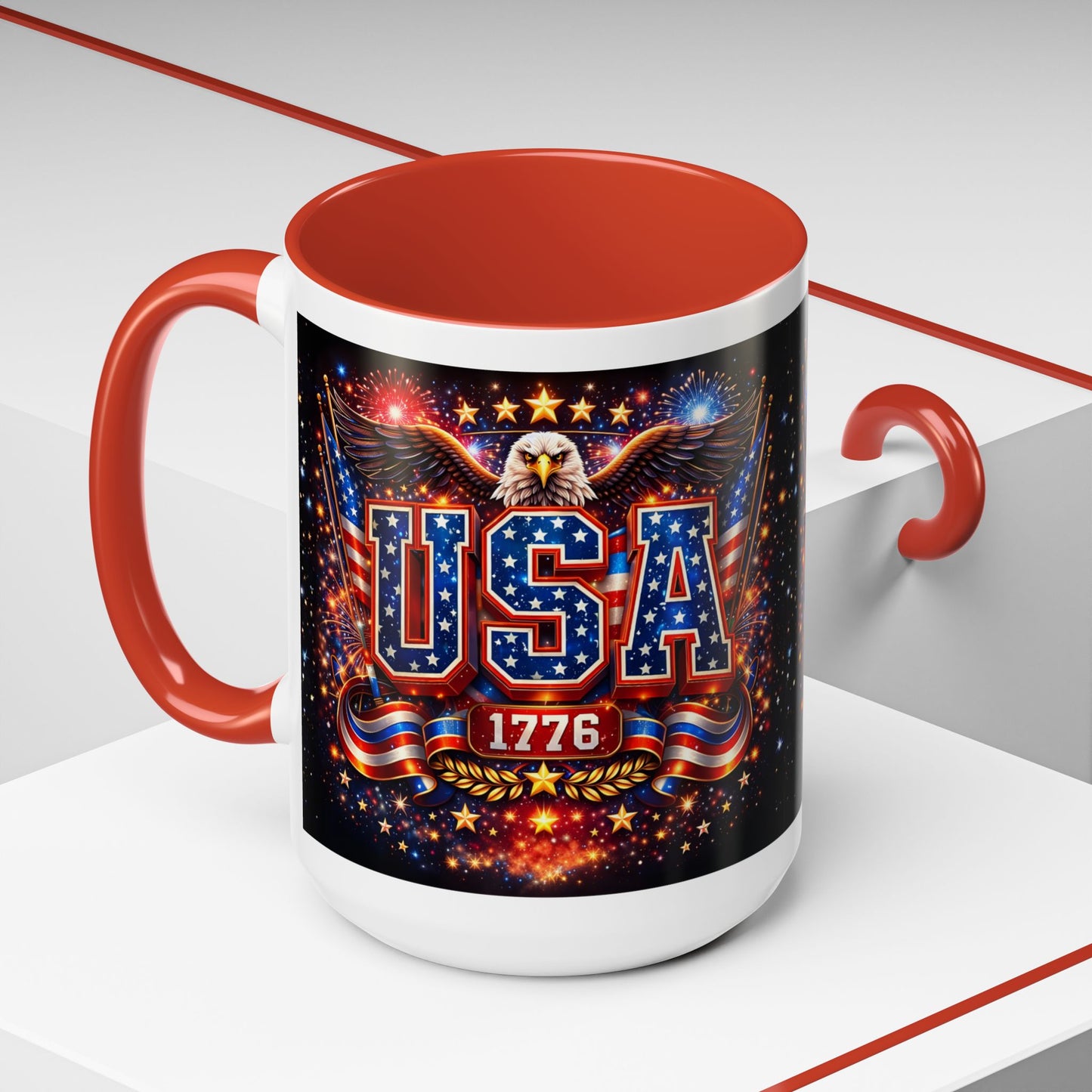 USA Eagle Coffee Mug – Patriotic 1776 Accent Mug (11/15oz)
