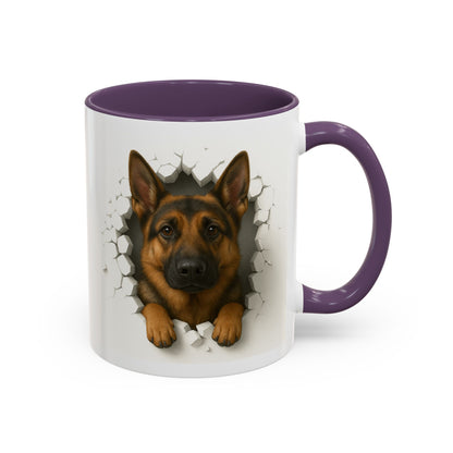 German Shepherd Coffee Mug — "Peek-a-Buddy" Accent Dog Mug (11/15oz)
